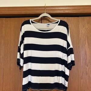 Old Navy Navy and White Striped Short Sleeve Tee
